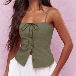 Missguided Khaki Camisole with Button Detail